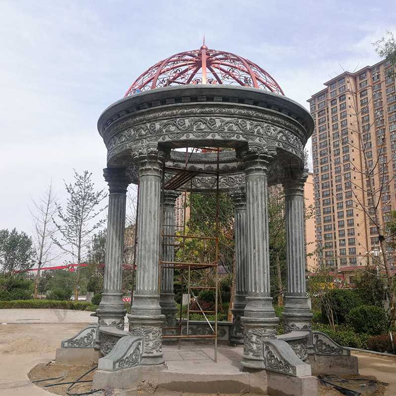 歐式景觀涼亭，小區花園休息亭子，石雕景觀亭子，綠色景觀涼亭1.jpg